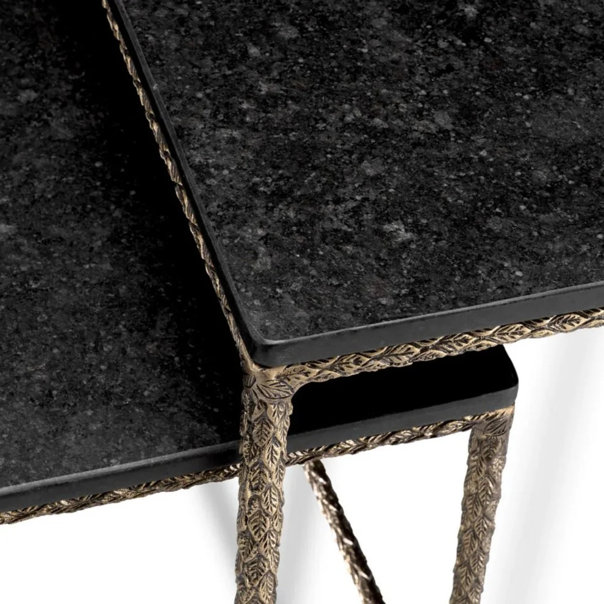 Luxury Side Table Set Vintage Brass / Black - Luxury Living Room & Hotel Furniture