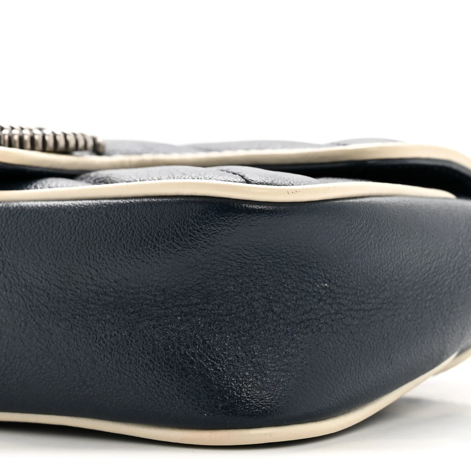 Vintage Effect Calfskin Matelasse Diagonal Super Mini Torchon GG Marmont Shoulder Bag Blue Agata Mystic White - Top Club