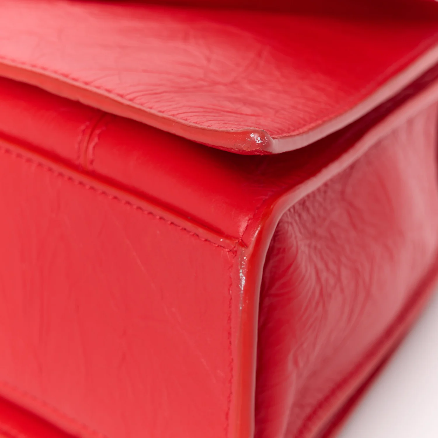 Arena Calfskin Small Crush Chain Bag Tomato Red - Top Club