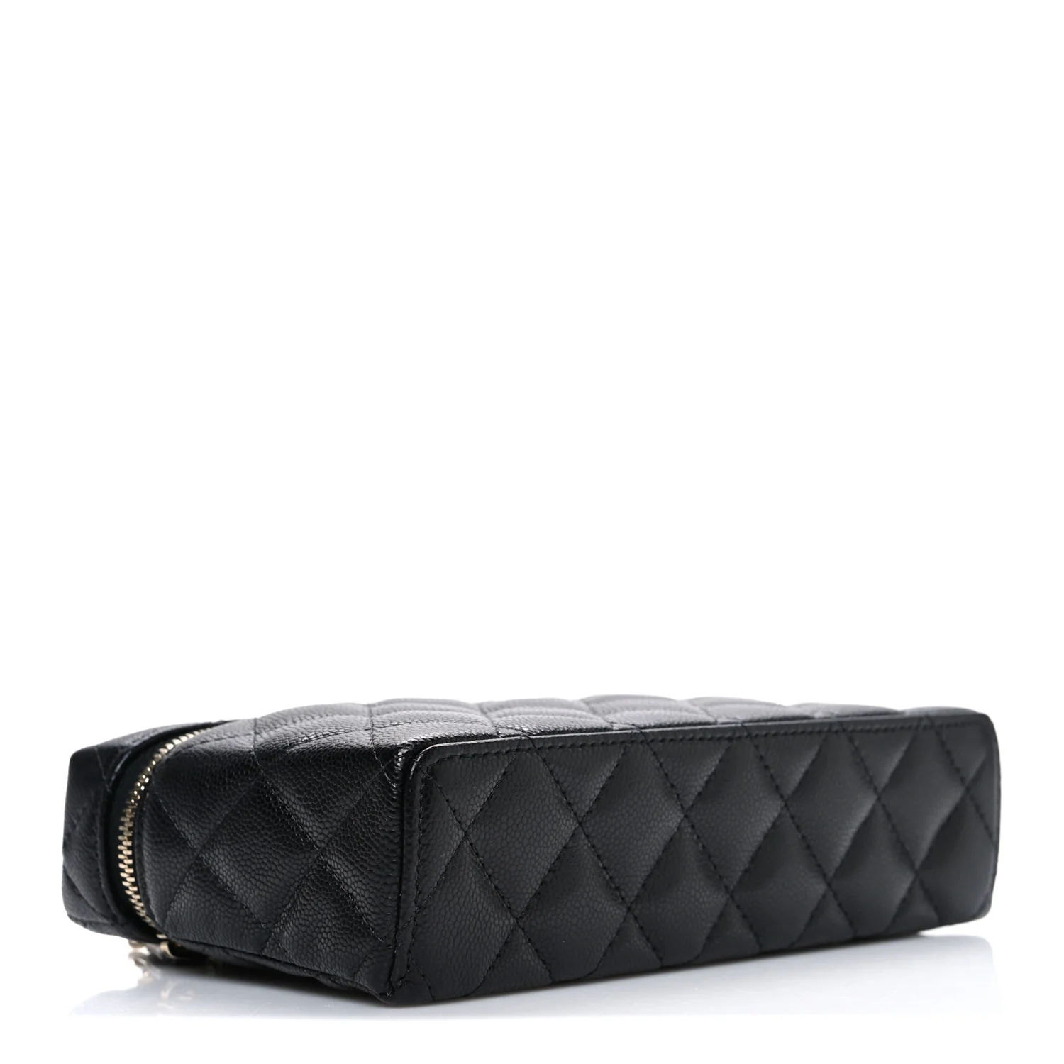 Caviar Quilted Top Handle Slim Vanity With Chain Black - Top Club
