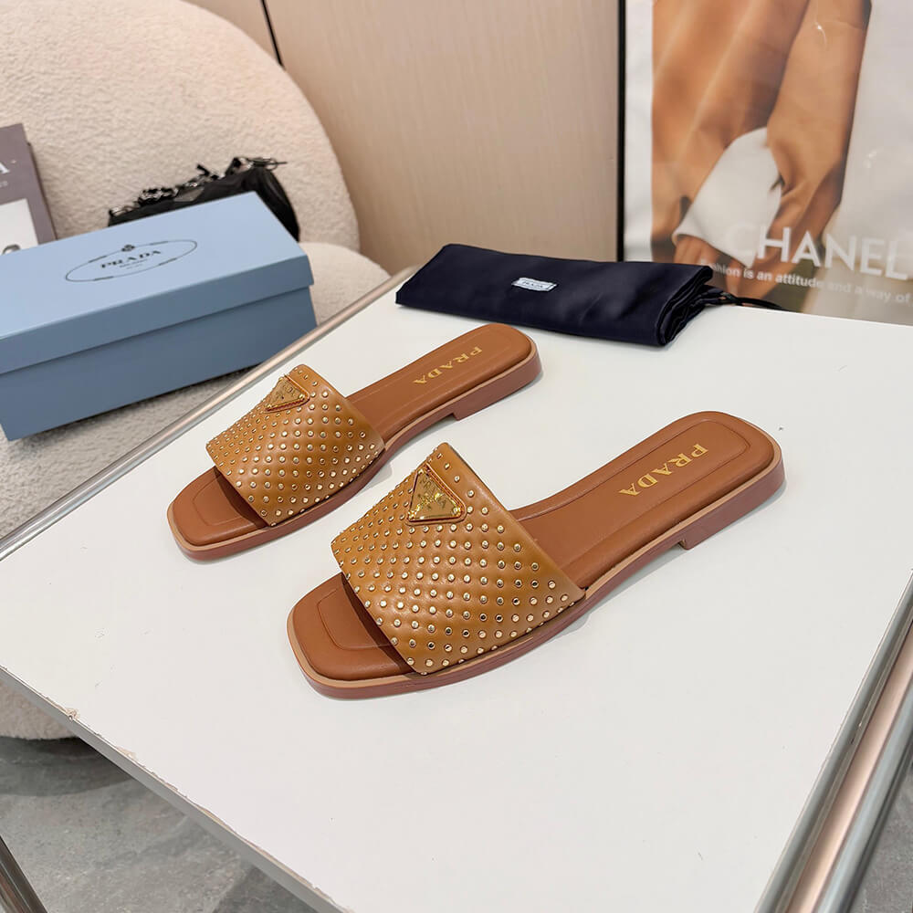 Prada Nappa leather slides with studs - Top Club