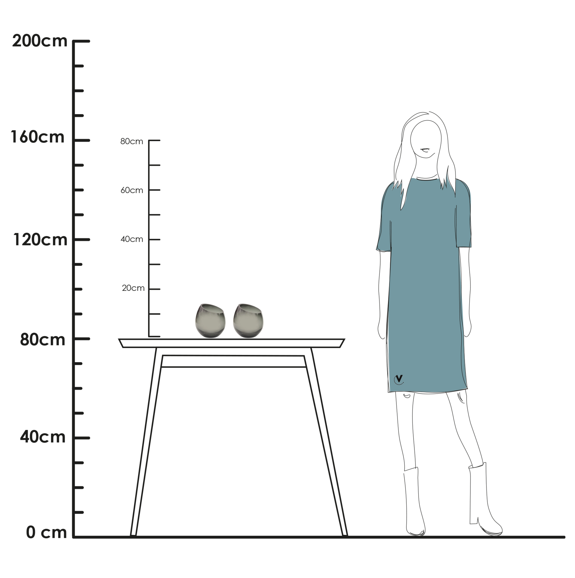Waxinelichthouder Moho Ø12,5 cm grey - set van 2