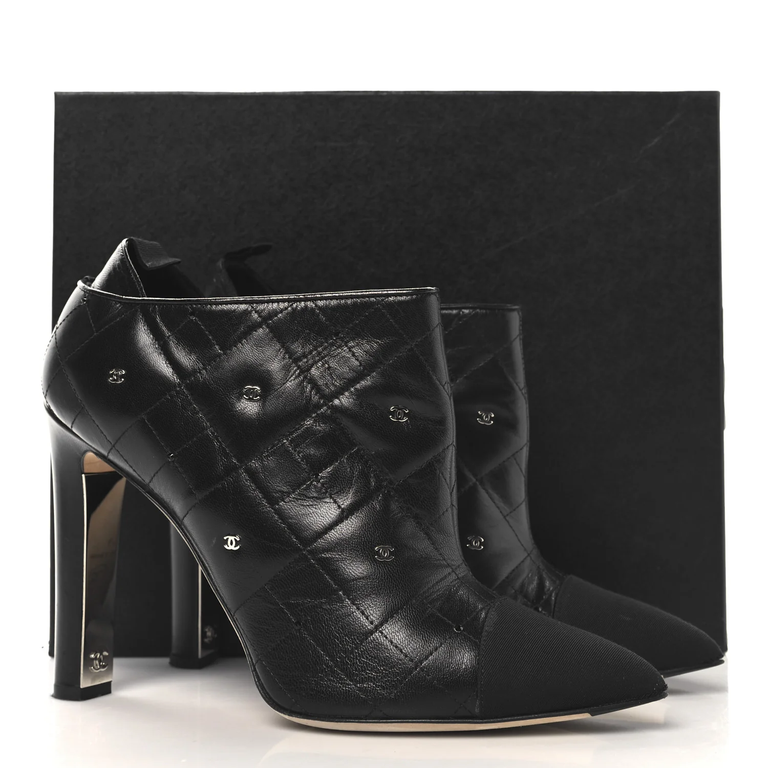 Lambskin Quilted CC Cap Toe Booties 41 Black - Top Club