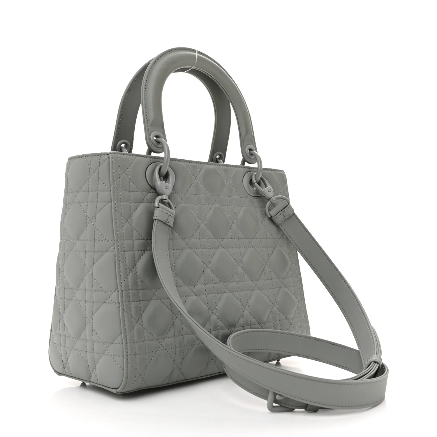Ultra Matte Calfskin Cannage Medium Lady Dior Grey Stone - Top Club
