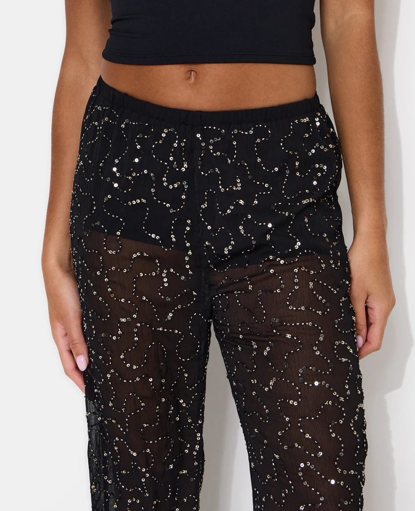 Pimkie Pantalon flare en voile avec sequins et perles