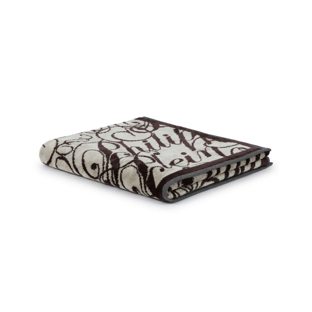 Telo Bagno In Spugna Script 95X150 Brown Philipp Plein