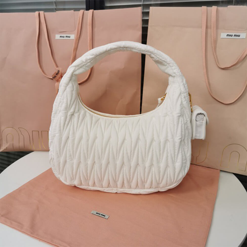 Miu Wander matelasse regenerated nylon hobo bag - Top Club