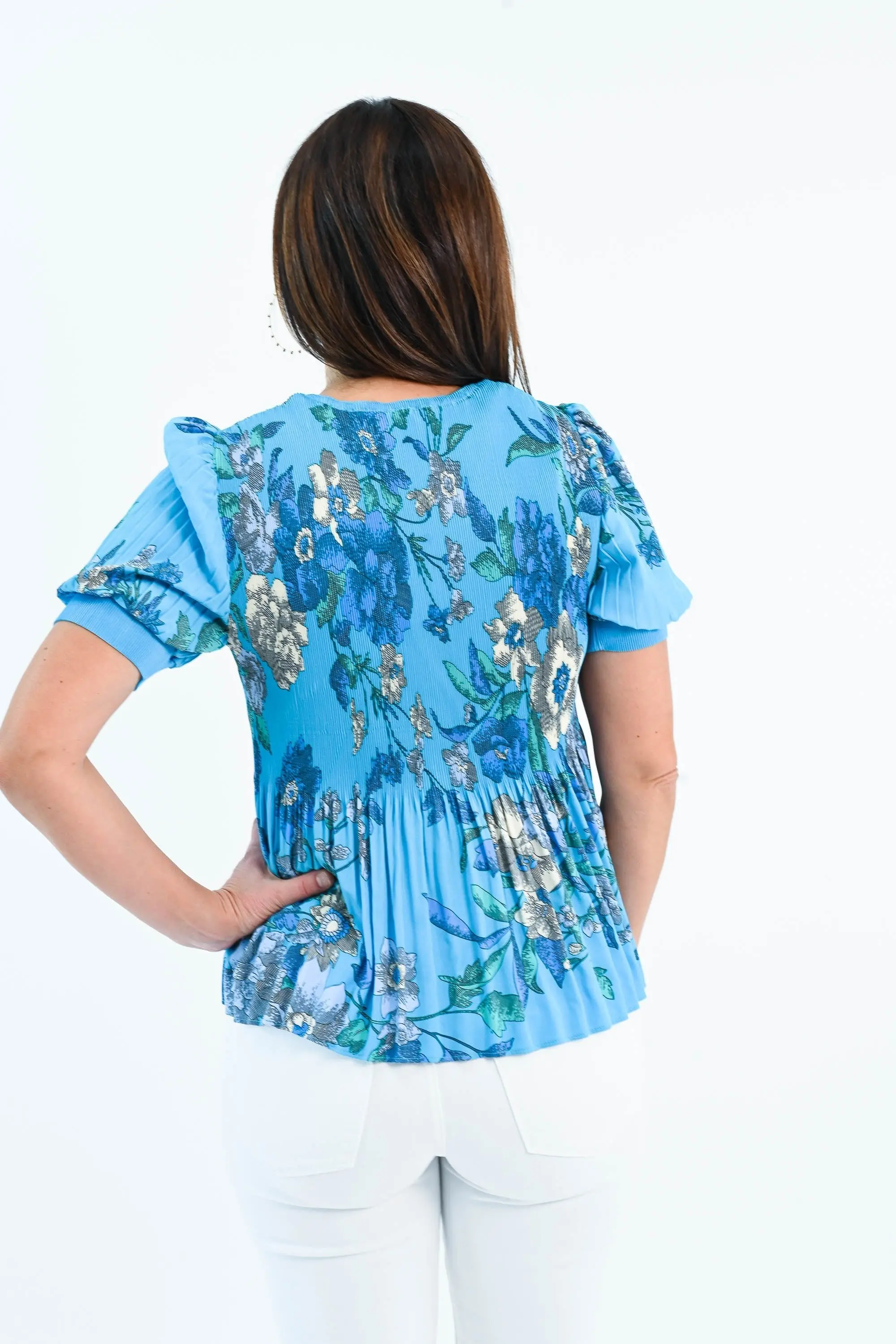 Wherever You Went V-Neck Pleated Top - ALJEGJ