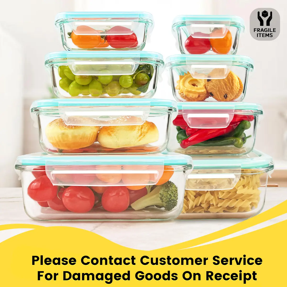 Premium Glass Food Storage Containers 8 Pack Airtight Leak-Proof Microwave Oven Freezer Dishwasher Safe BPA Free Stain-Resistant Easy-Clean for Meal Prep Bento Boxes Kitchen Utensils container large -safe, home essentials