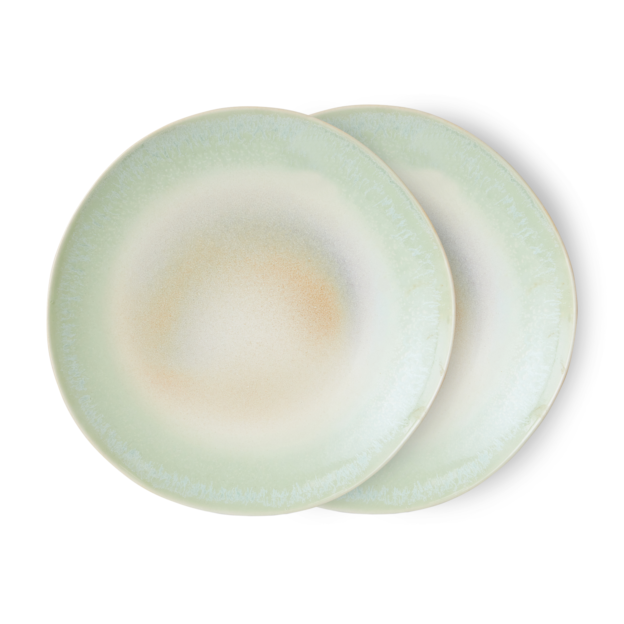 Servies 70s ceramics dinner plates palms - set van 2