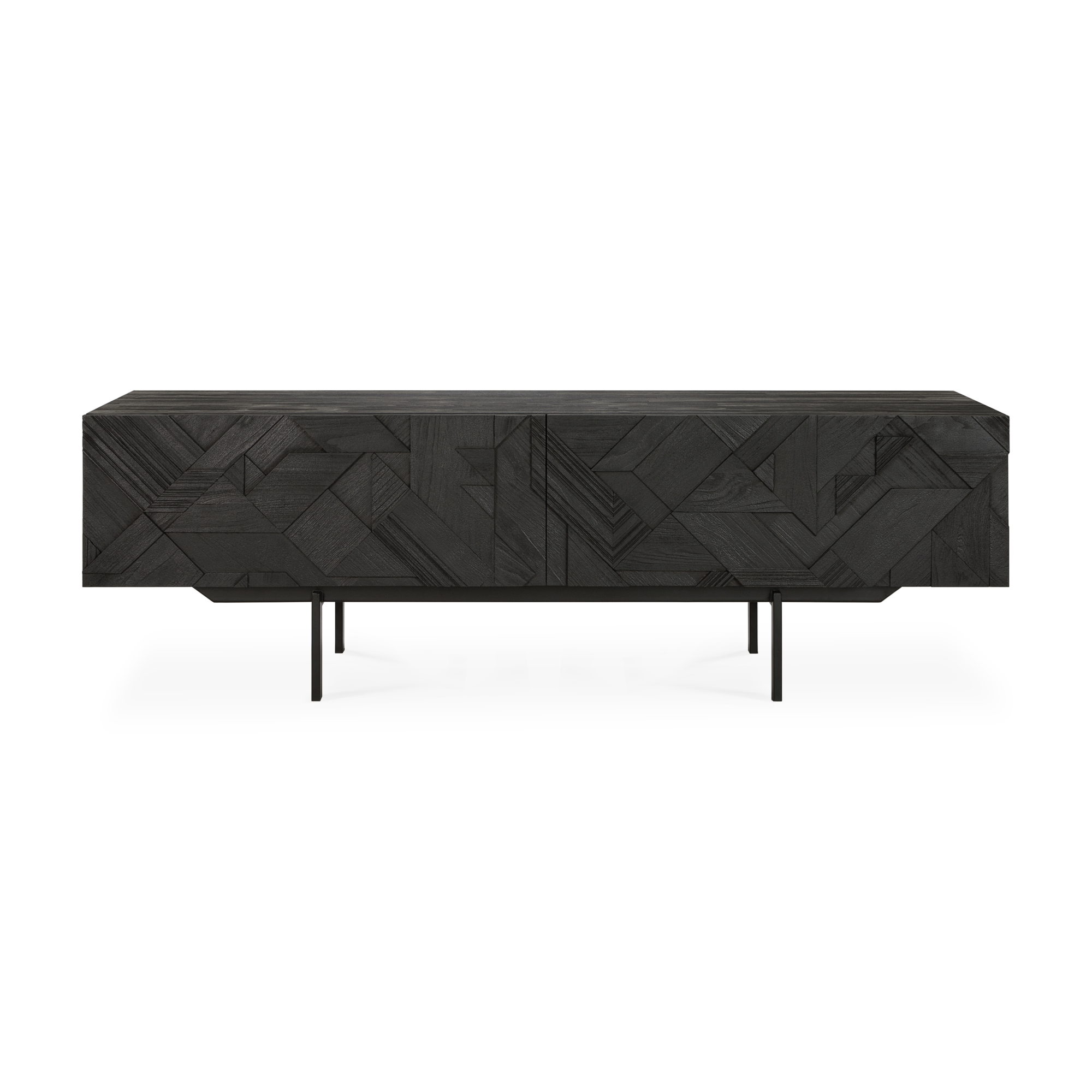 Tv-meubel Graphic teak zwart 160 cm