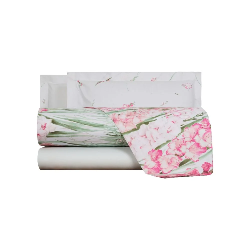 Completo Lenzuola In Percalle Gladioli Matrimoniale