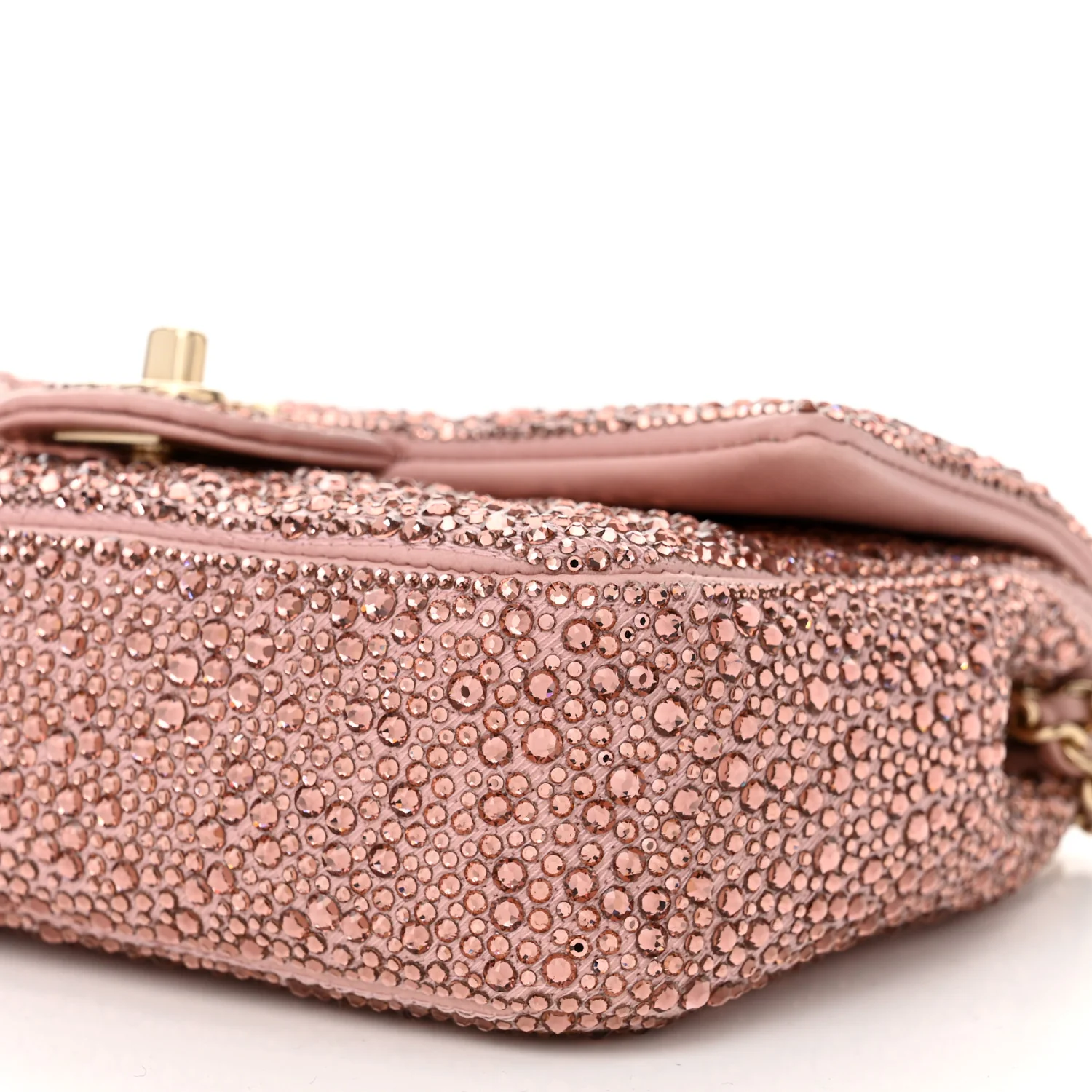 Lambskin Crystal Diamante Small Flap Light Pink - Top Club