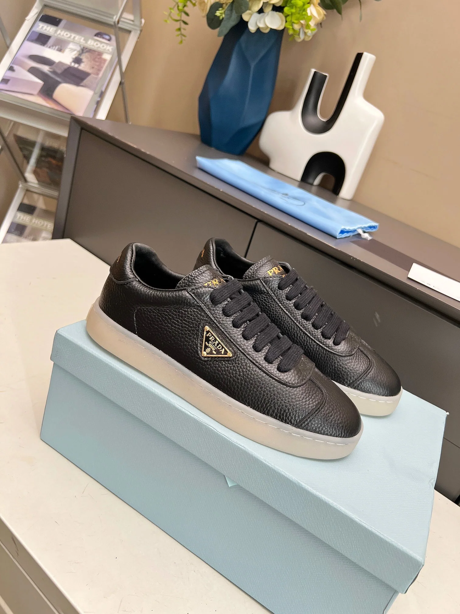 Prada Unisex Sneakers Triangle Logo Luxury Fashion Sneakers - Sneaker Replica Workshop