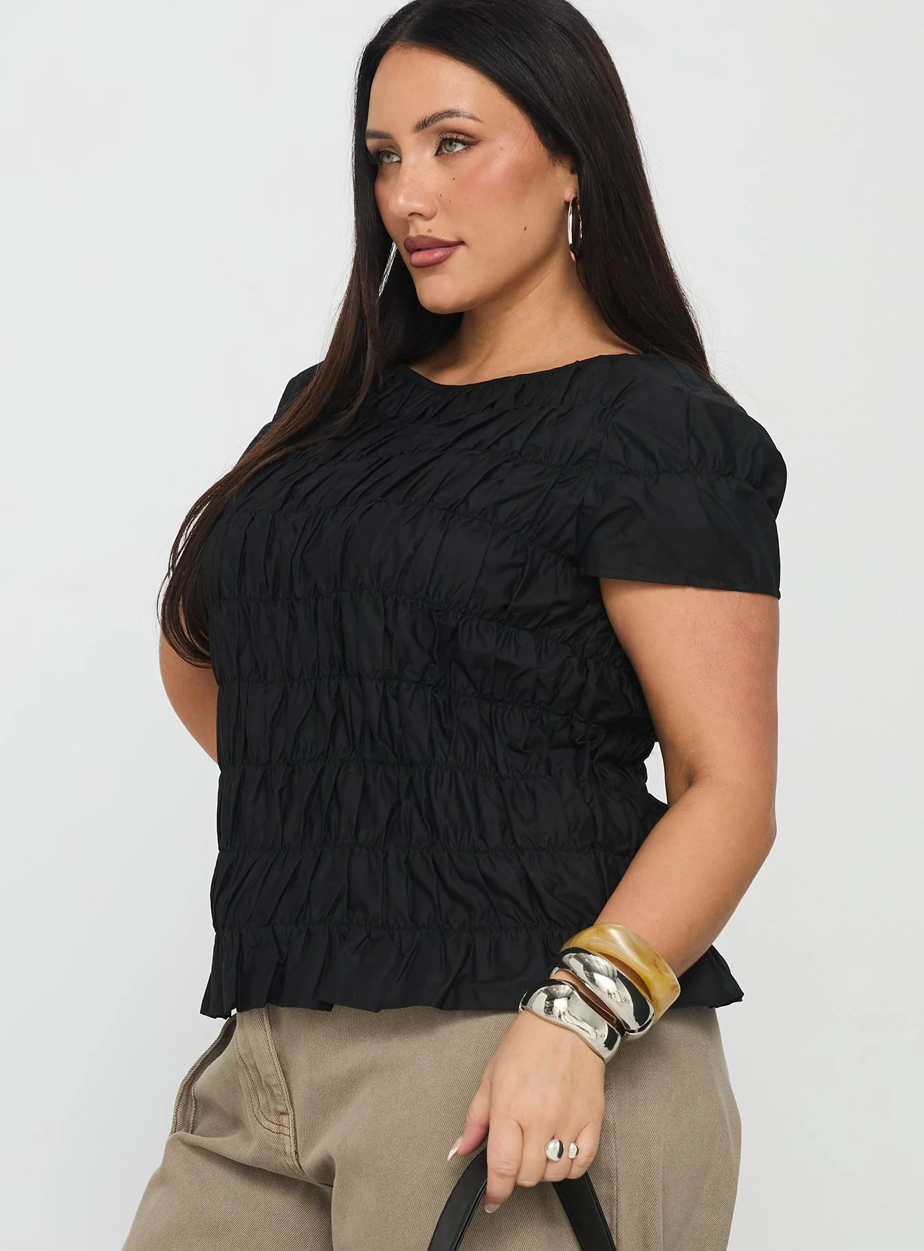Spoiler Alert Ruched Top Black Curve