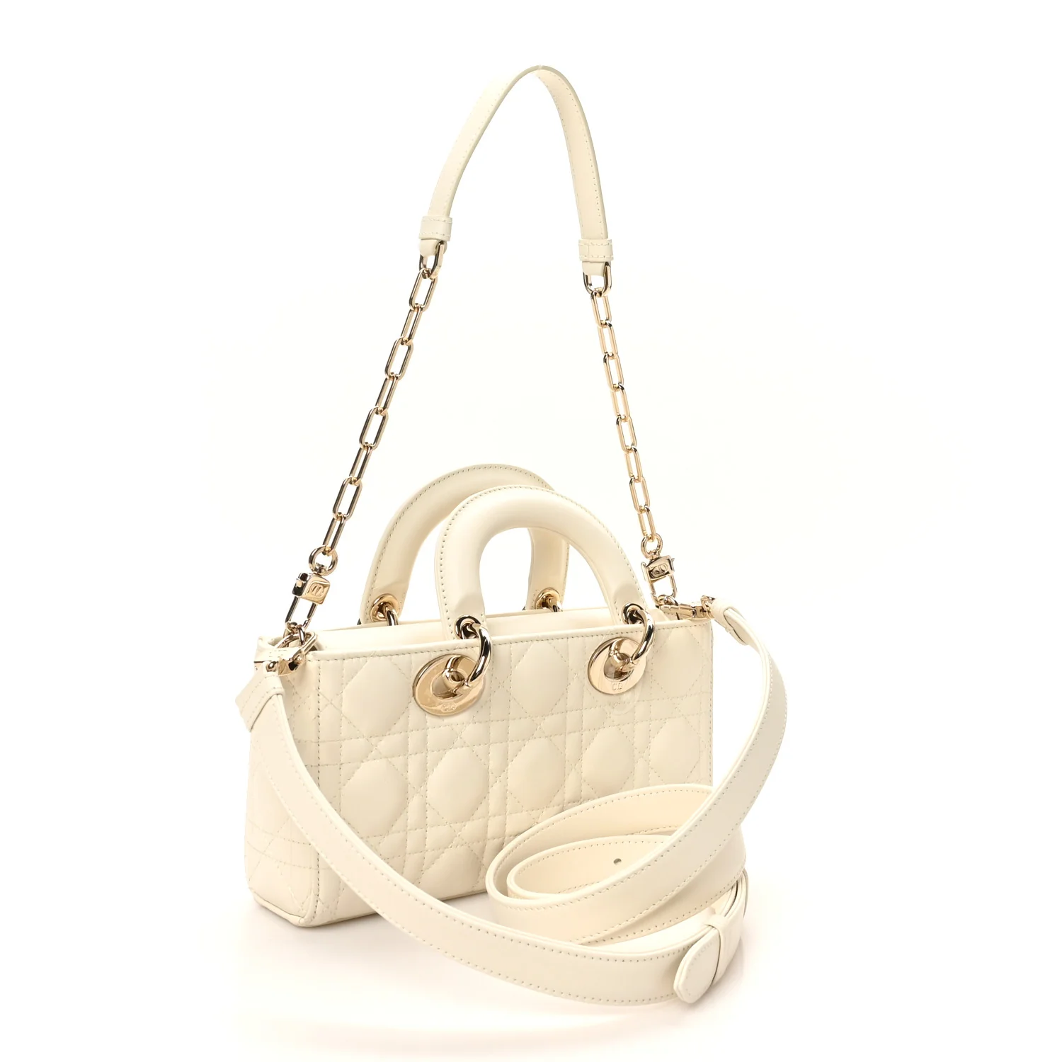 Lambskin Cannage Small Lady D-Joy Latte - Top Club