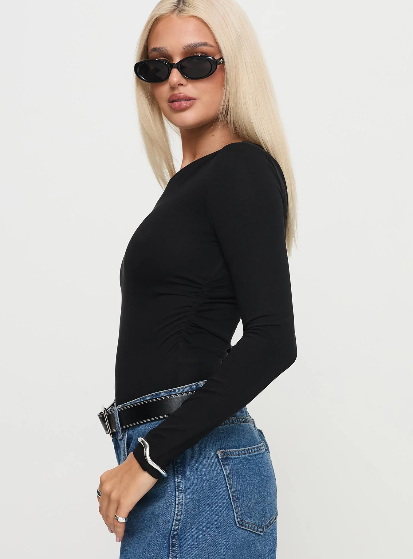 Miyako Long Sleeve Bodysuit Black