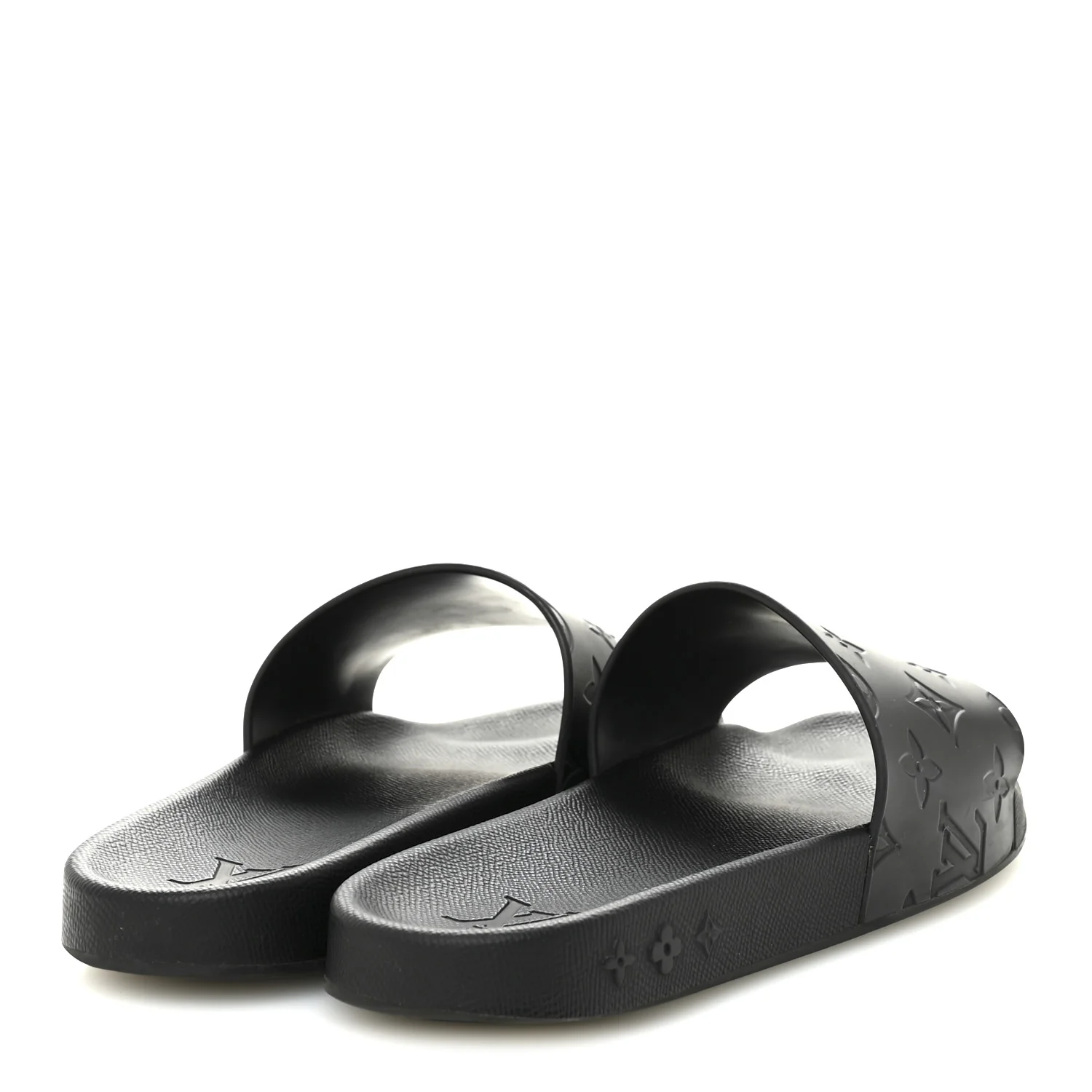 Rubber Embossed Monogram Mens Waterfront Mules 7.5 Black - Top Club