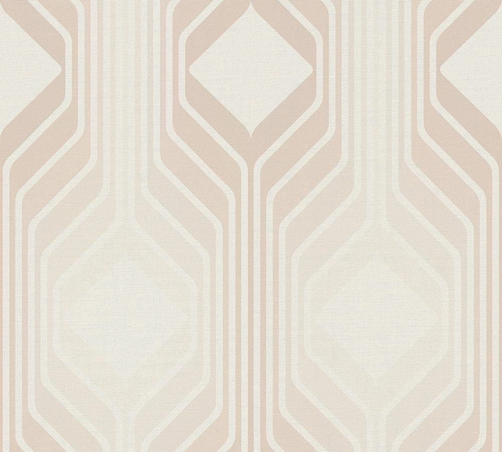 Retro behang met ruitpatronen in zachte kleuren – beige, crème, wit #1