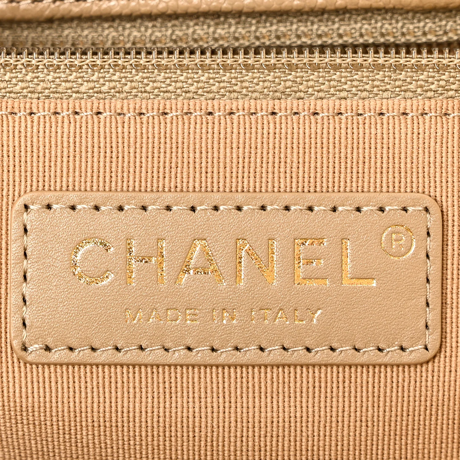 Caviar Quilted Large Shopping Tote Dark Beige - Top Club