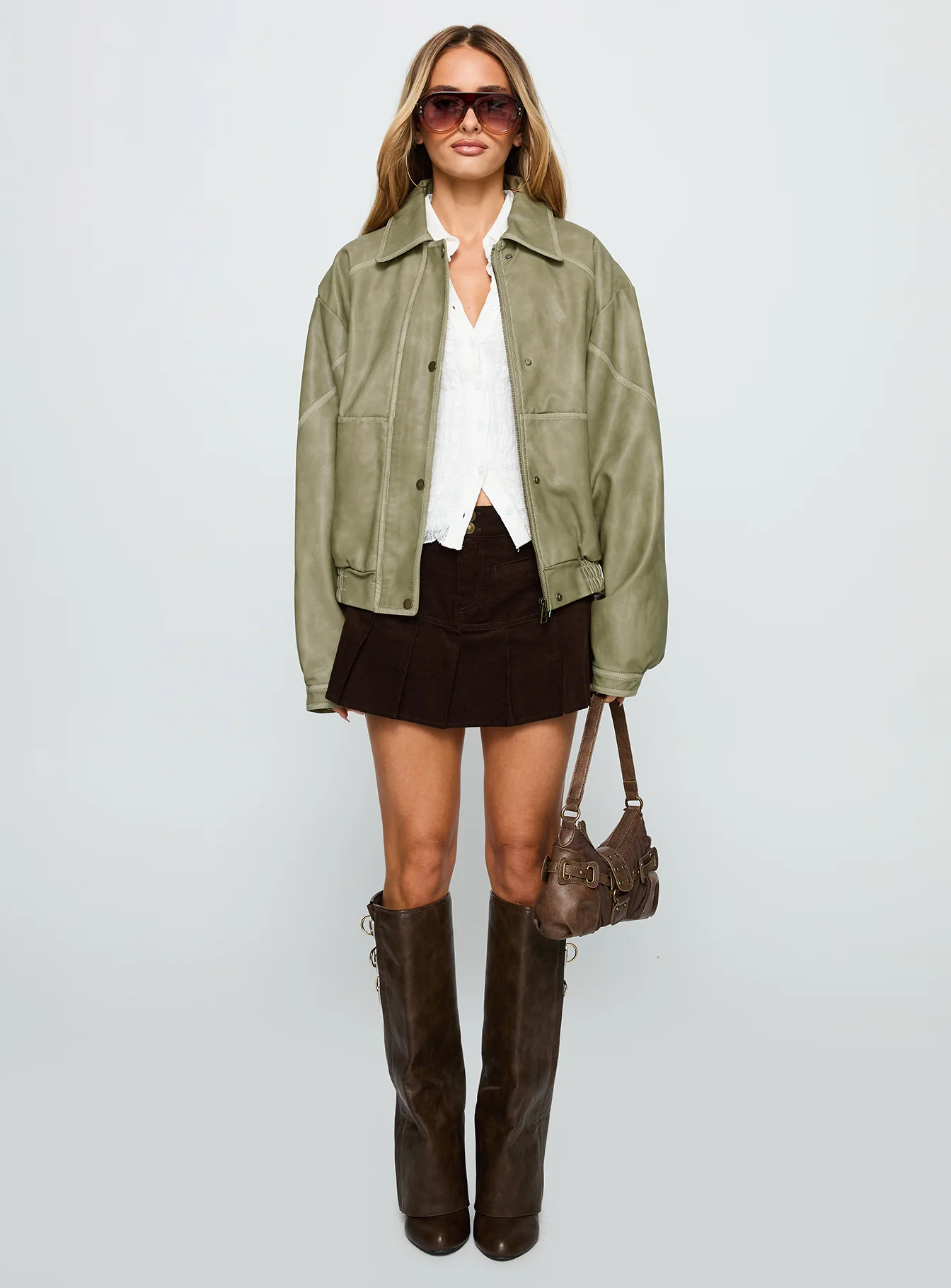 Jaxton Faux Leather Jacket Taupe