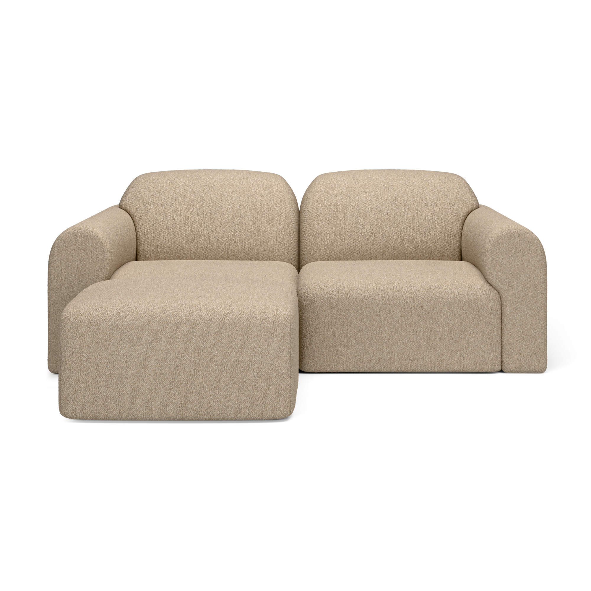 2-zitsbank Bulky met hocker rond almond