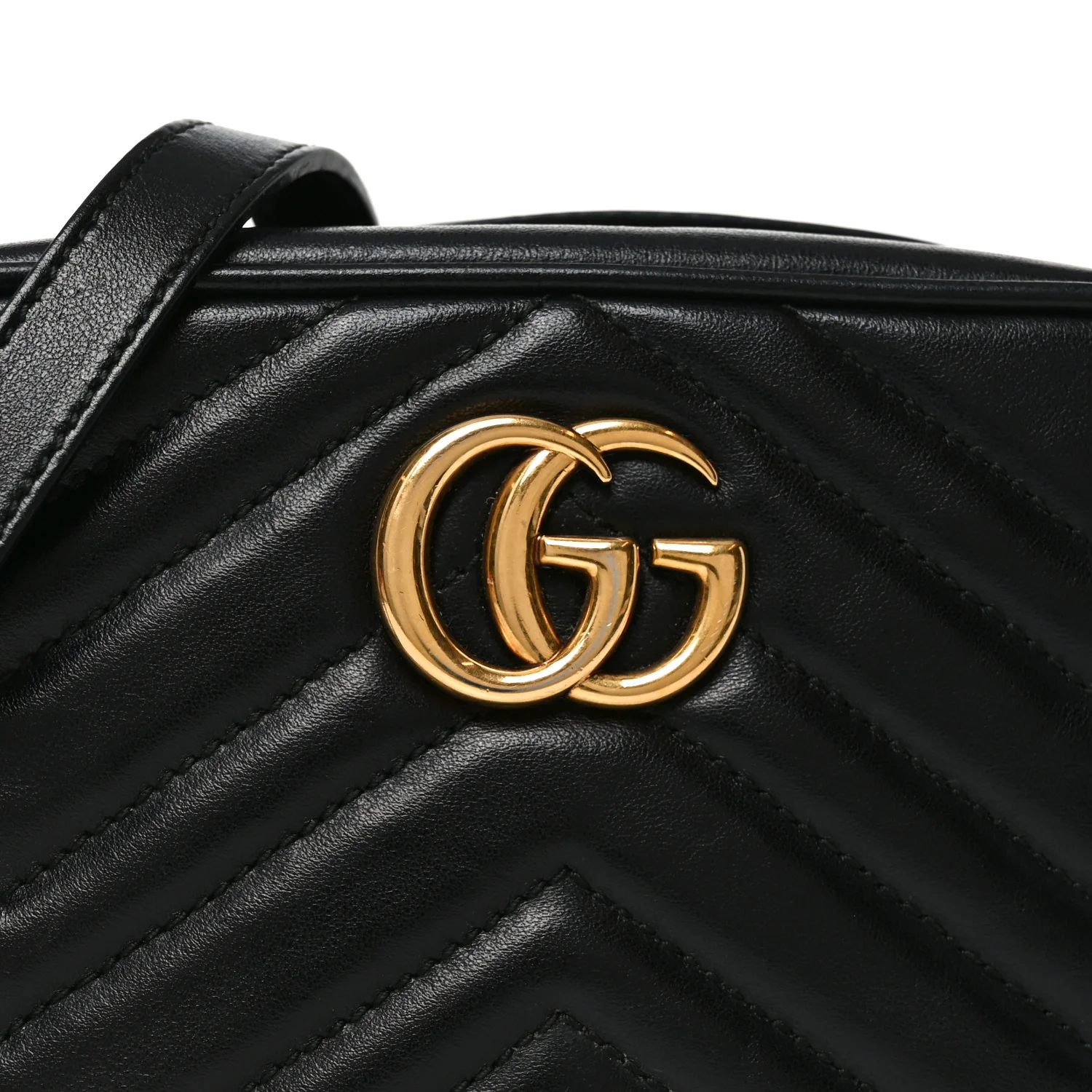 Calfskin Matelasse Mini GG Marmont Chain Shoulder Bag Black - Top Club