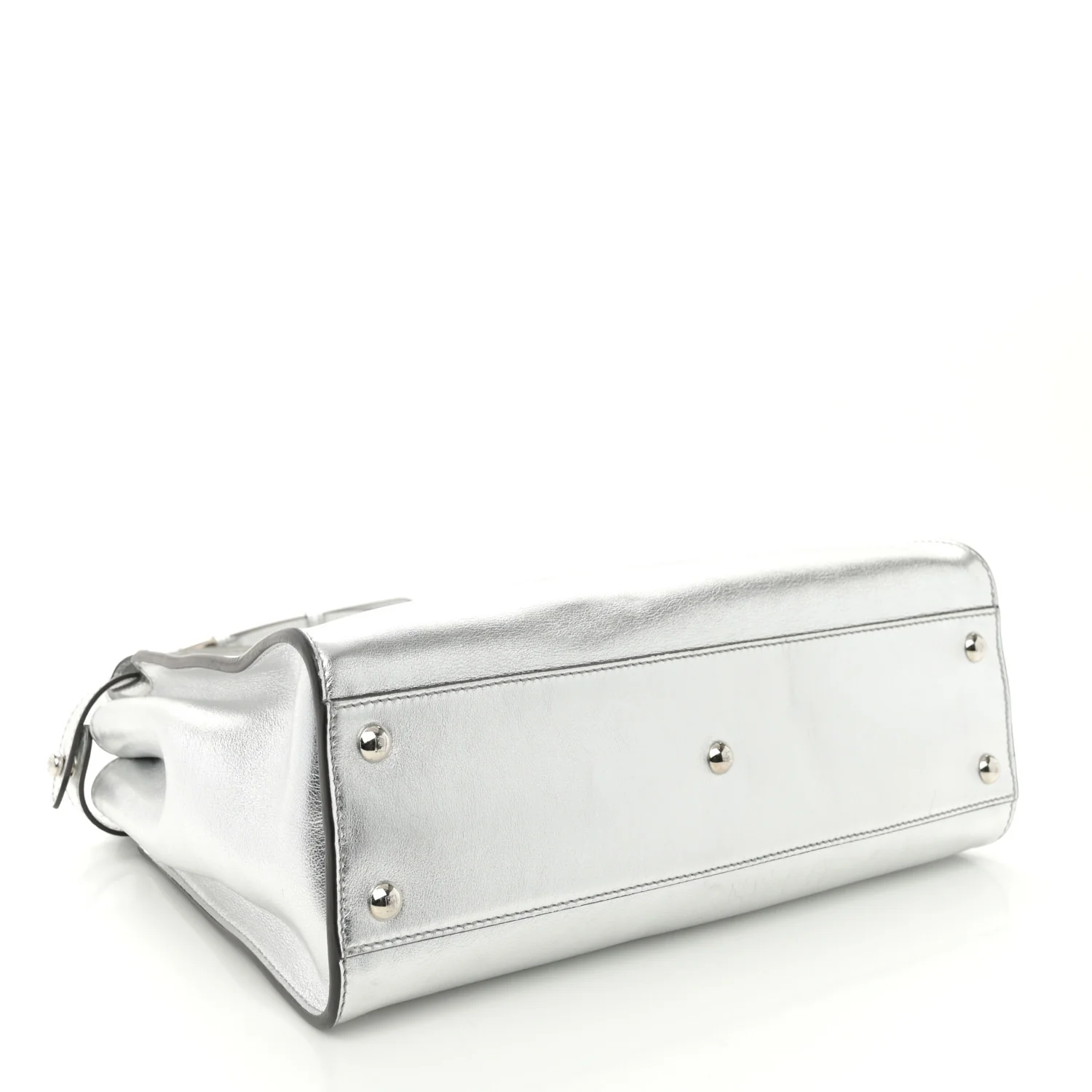 Vitello Catalan Mirror Medium Peekaboo Iconic Satchel Argento - Top Club