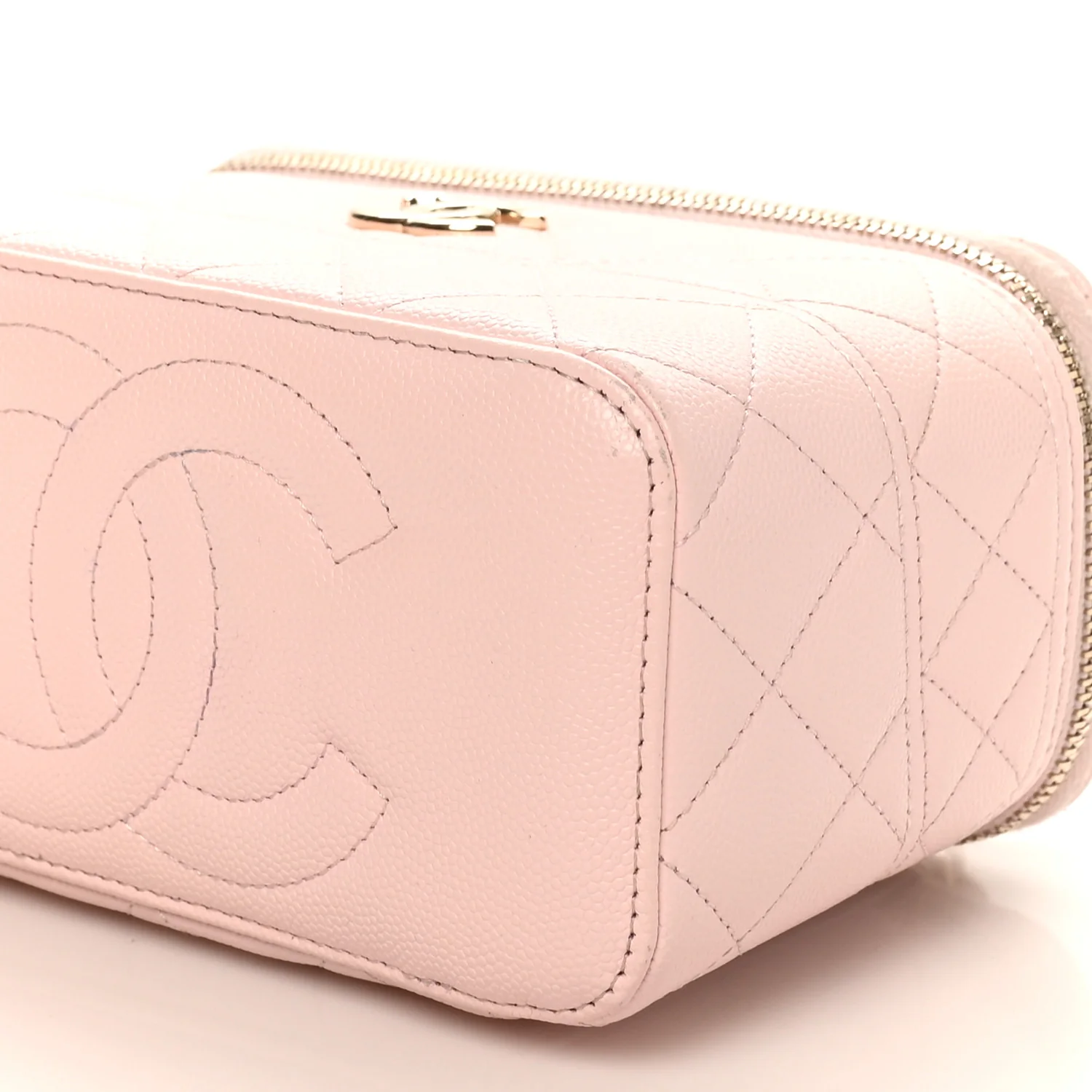 Caviar Quilted Top Handle Vanity With Chain Light Pink - Top Club
