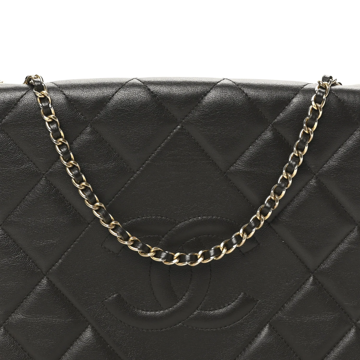 Lambskin Quilted Large Diamond CC Flap Black - Top Club