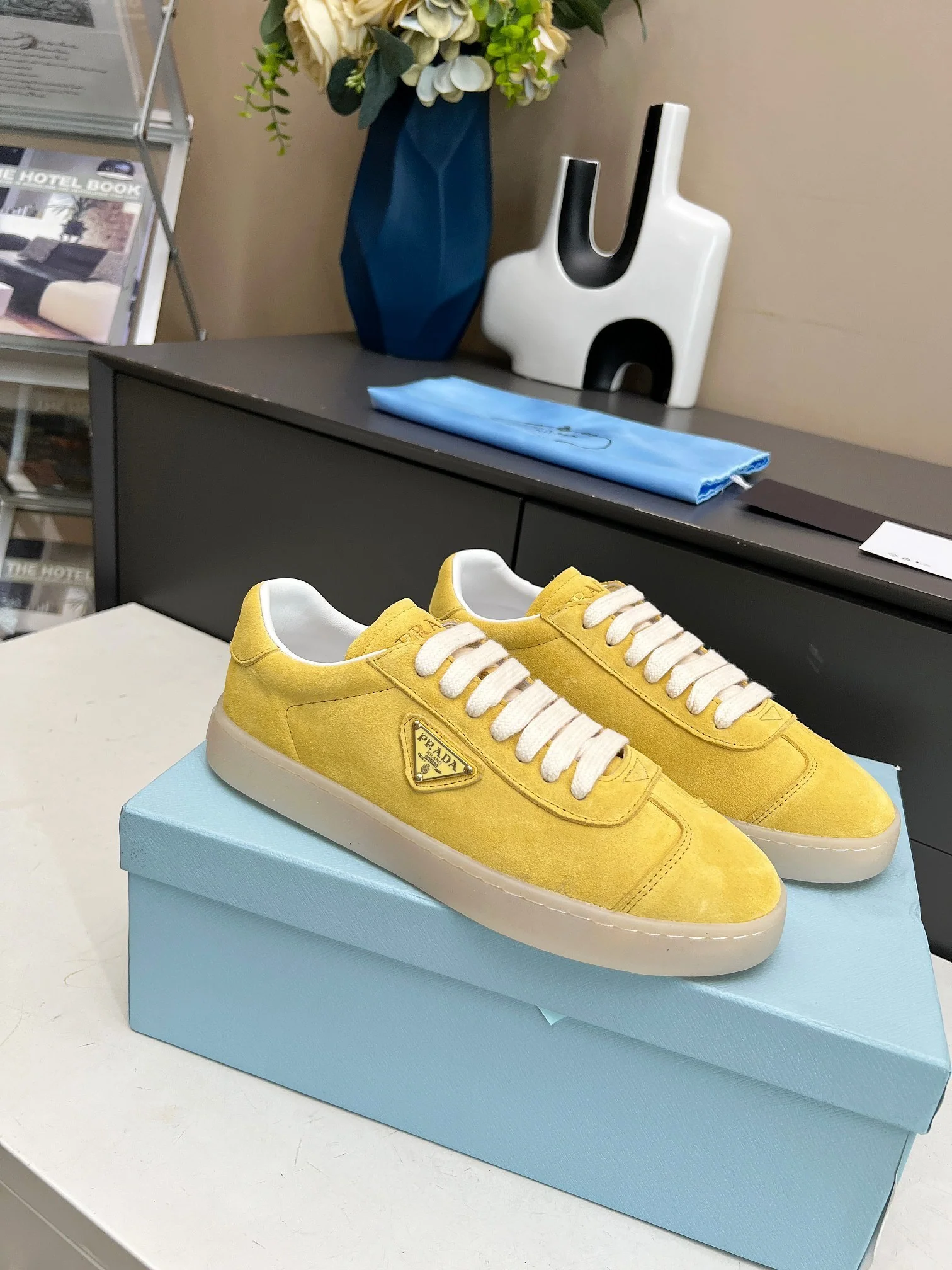 Prada Unisex Sneakers Triangle Logo Luxury Fashion Sneakers - Sneaker Replica Workshop
