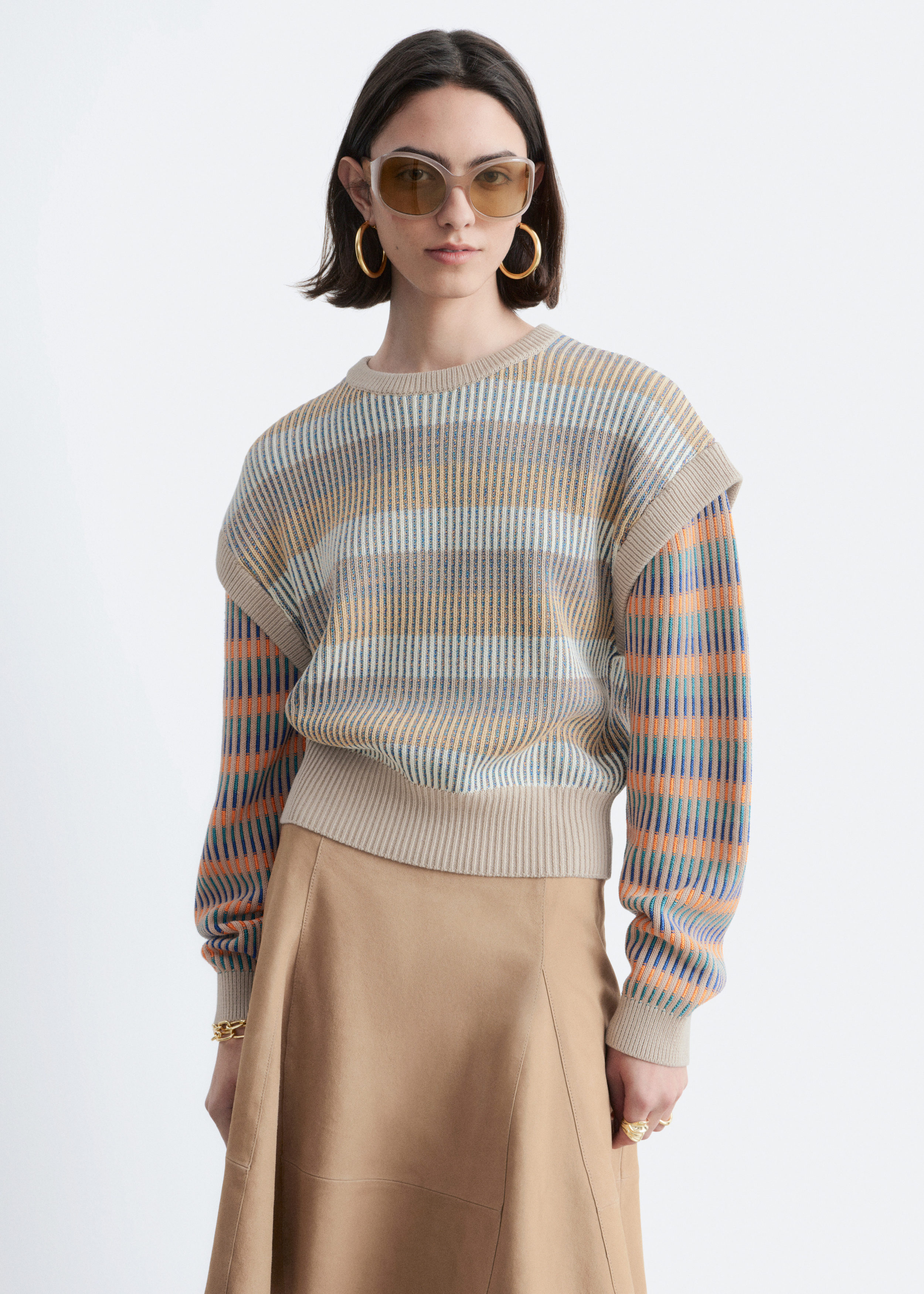 & Other Stories STRIPED PANEL KNIT JUMPER