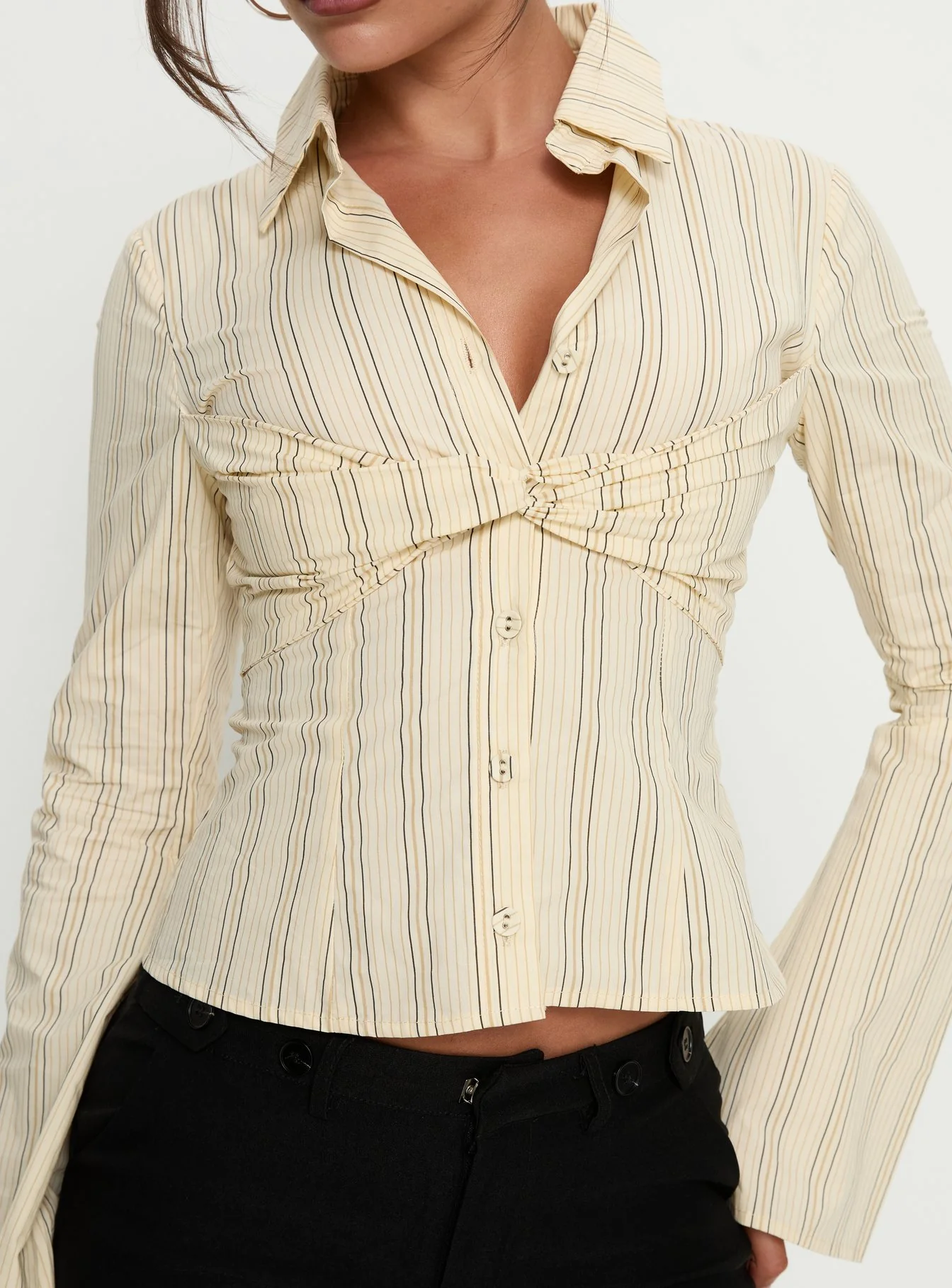 Wrenner Layered Long Sleeve Top Yellow Stripe