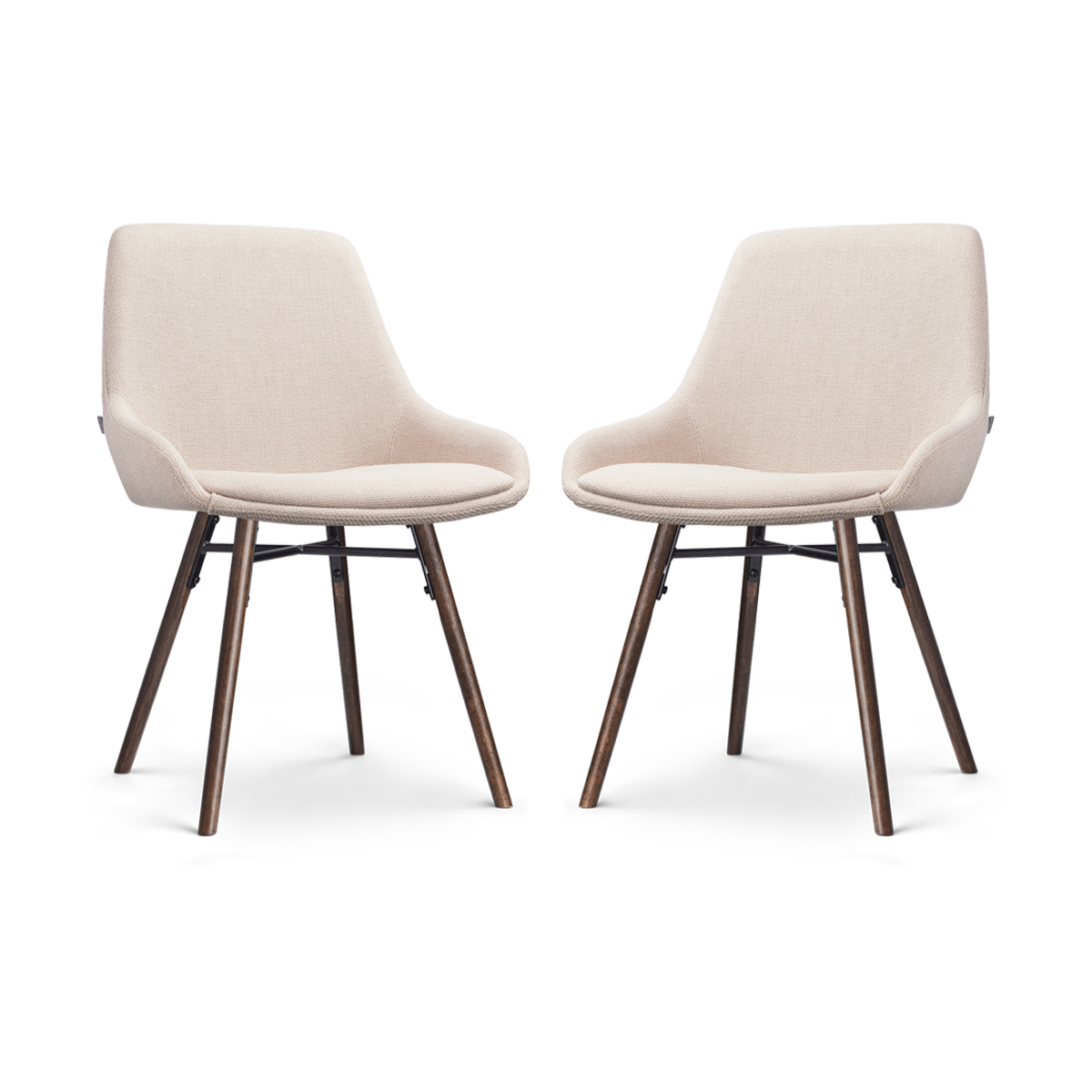 Eetkamerstoel Nena-Isa beige - walnoten onderstel set van 2