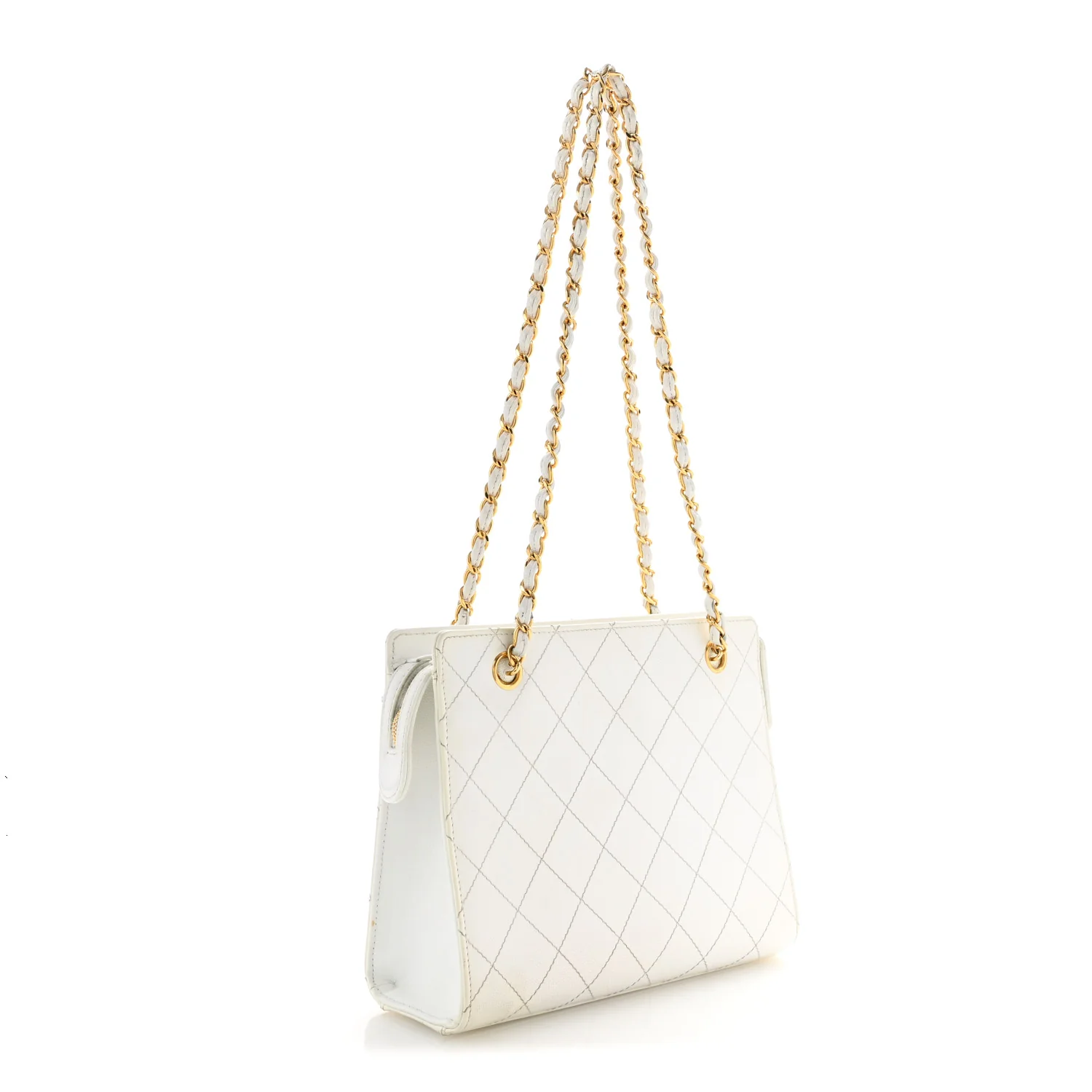 Caviar Quilted Shoulder Bag White - Top Club