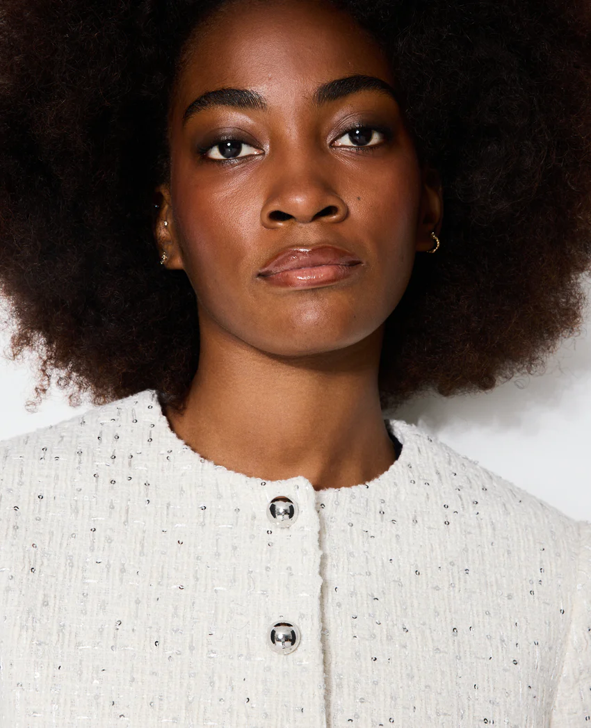Pimkie Veste en tweed col rond avec sequins
