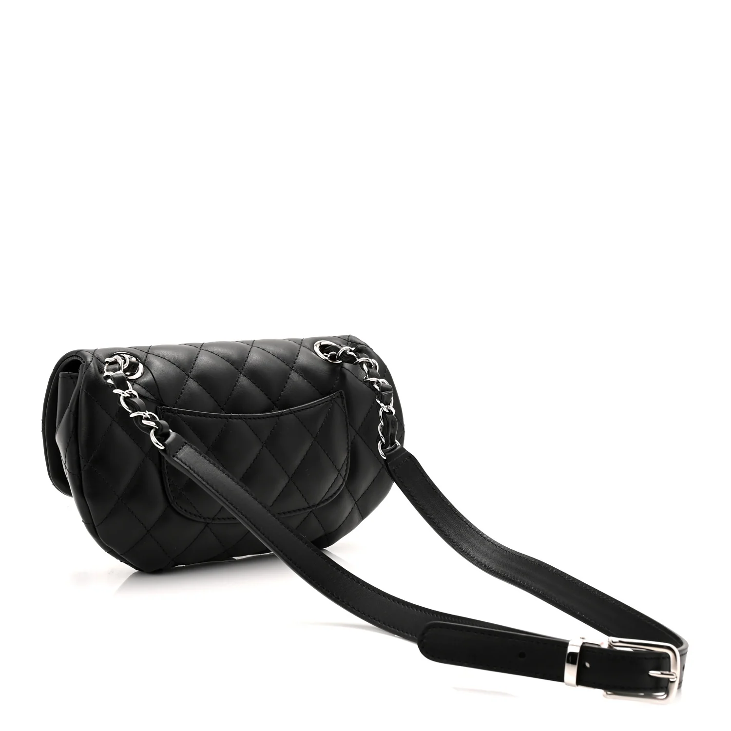 Calfskin Quilted CC Uniform Flap Belt Bag Black - Top Club