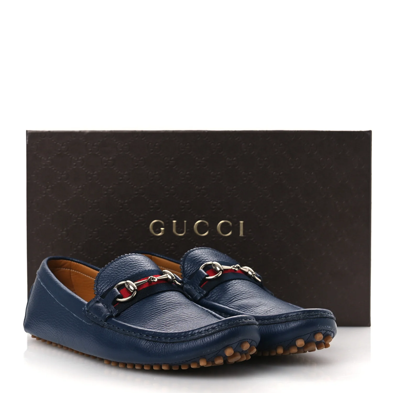 Road Calfskin Web Mens Horsebit Driver Loafers 9 Maritime - Top Club