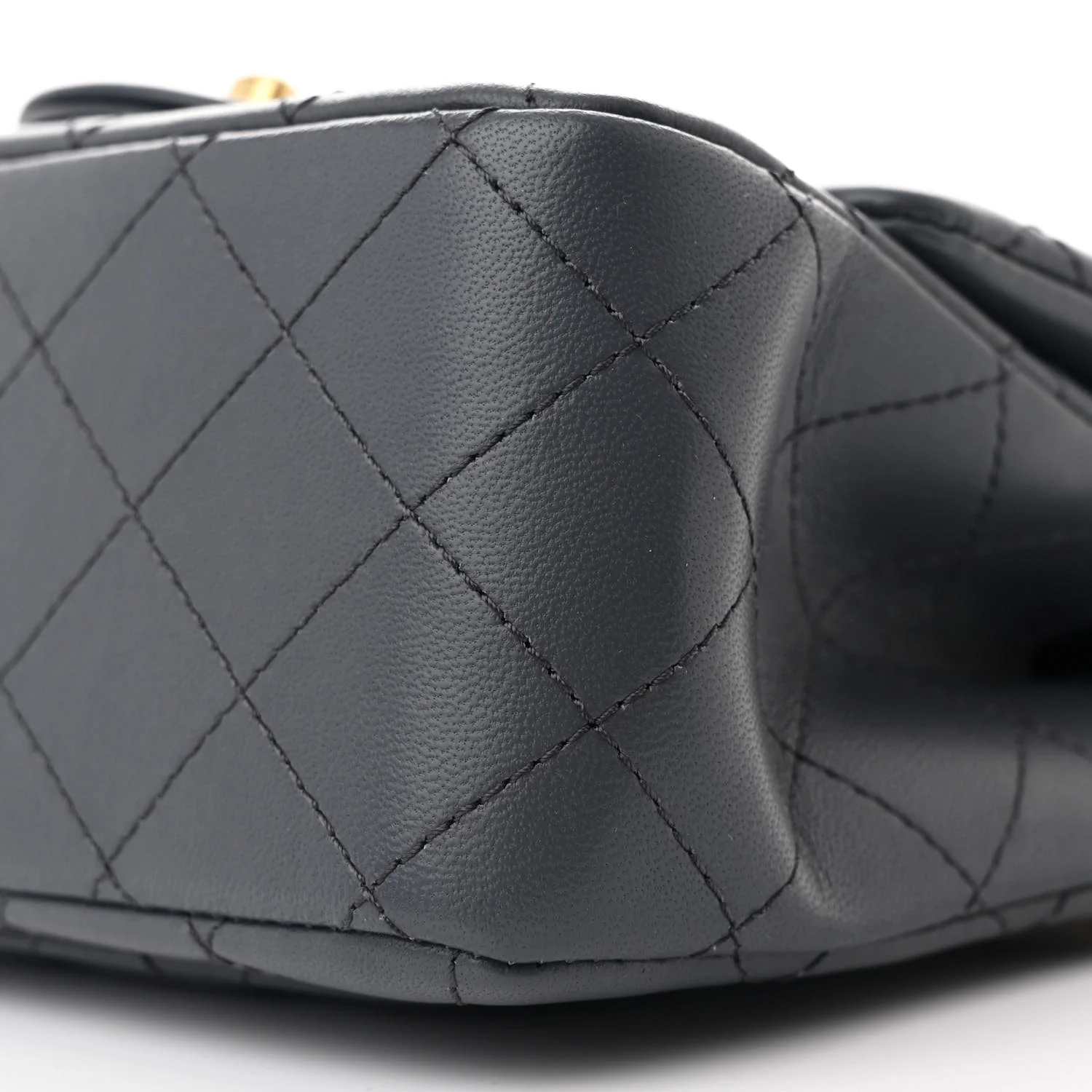 Lambskin Quilted Mini Pearl Crush Flap Dark Grey - Top Club