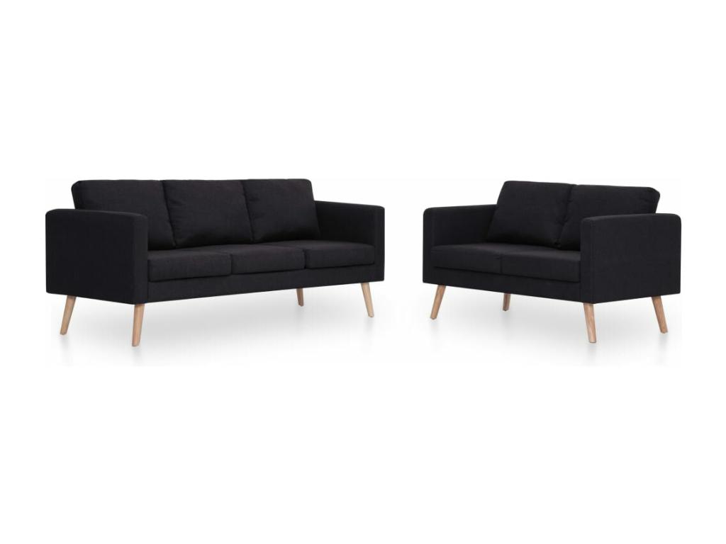 Conjunto de sofás 2 piezas tela negro