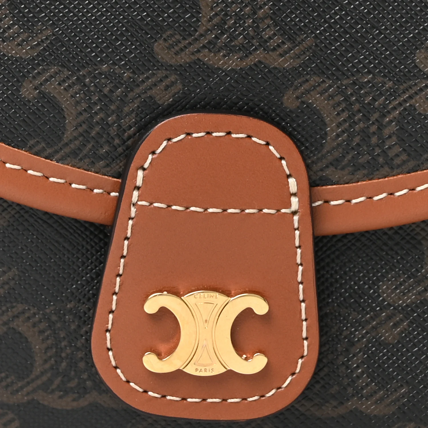Canvas Calfskin Triomphe Mini Besace Tan - Top Club