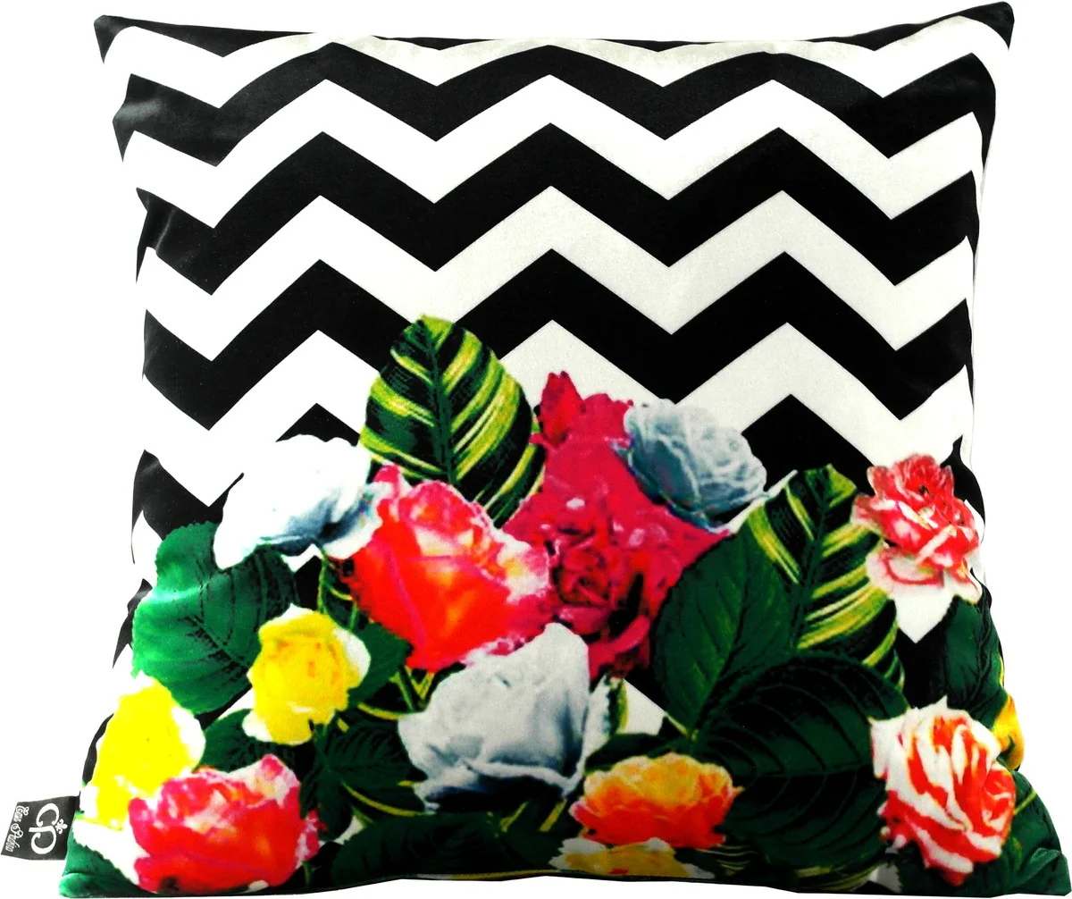 Luxury cushion Miami Flowers 45 x 45 cm - finest velvet fabric - decorative living room cushion
