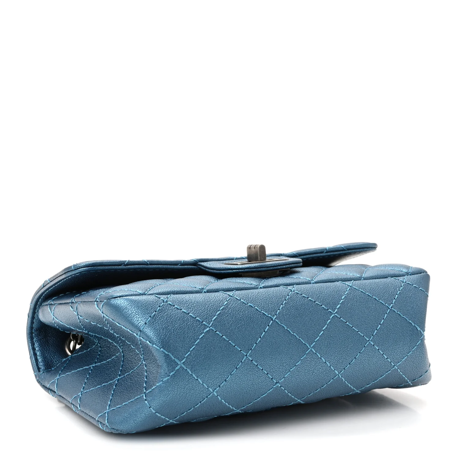 Metallic Sheepskin Quilted 2.55 Reissue Mini Flap Blue - Top Club