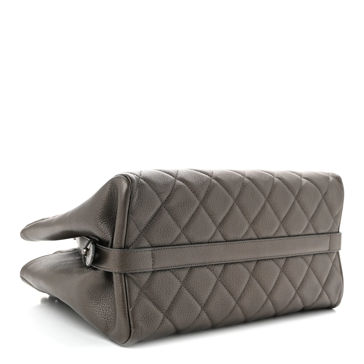 Metallic Goatskin Quilted Large City Rock Shopping Bag Silver - Top Club