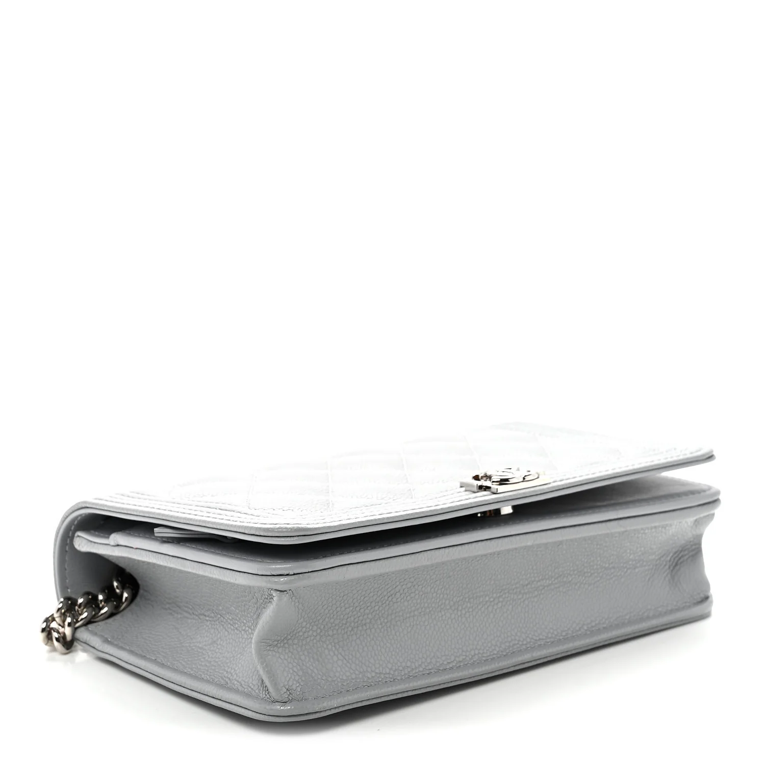 Caviar Quilted Boy Wallet On Chain WOC Grey - Top Club