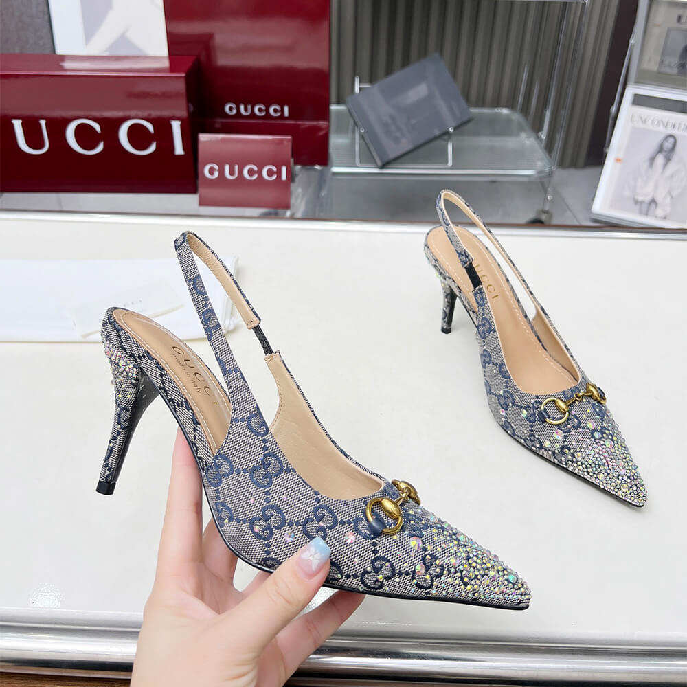 Gucci Women s slingback pump with crystal Horsebit - Top Club