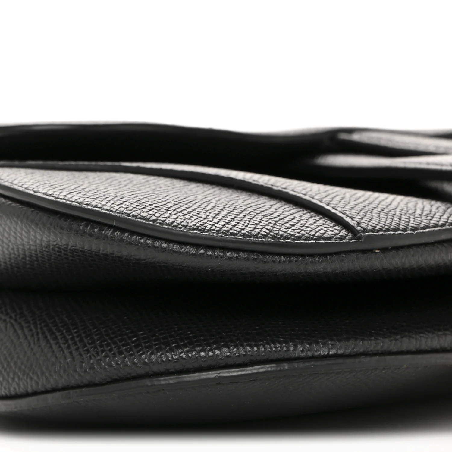 Grained Calfskin Mini Saddle Bag With Strap Black - Top Club