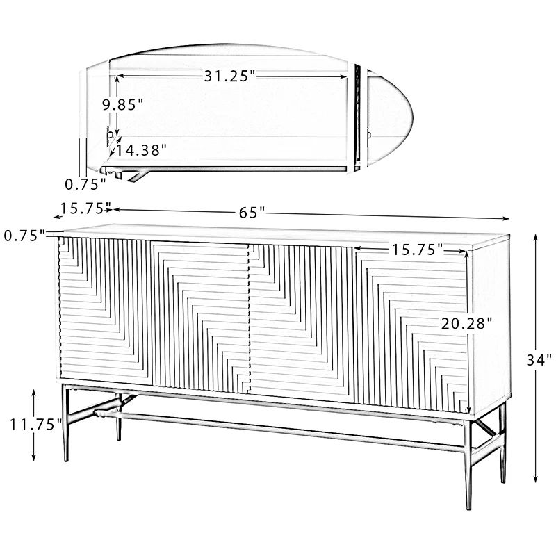 Yanick 65" Wide Sideboard