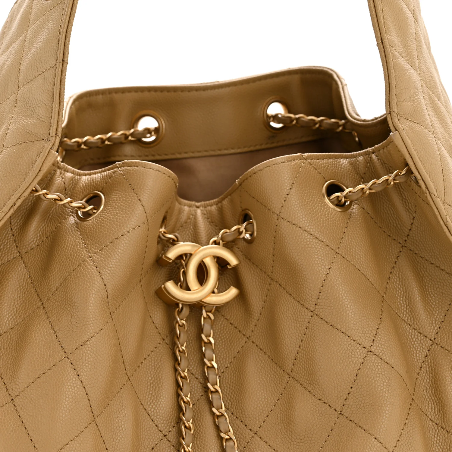Caviar Quilted Medium Chanel 25 Handbag Dark Beige - Top Club