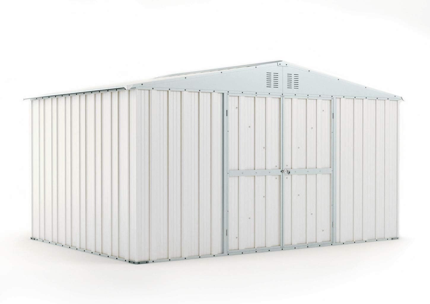 Box in Acciaio Zincato Casetta da Giardino in Lamiera 4.03 x 2.69 m x h2.17 m - 149 KG – 10.84 metri quadri (Bianco)